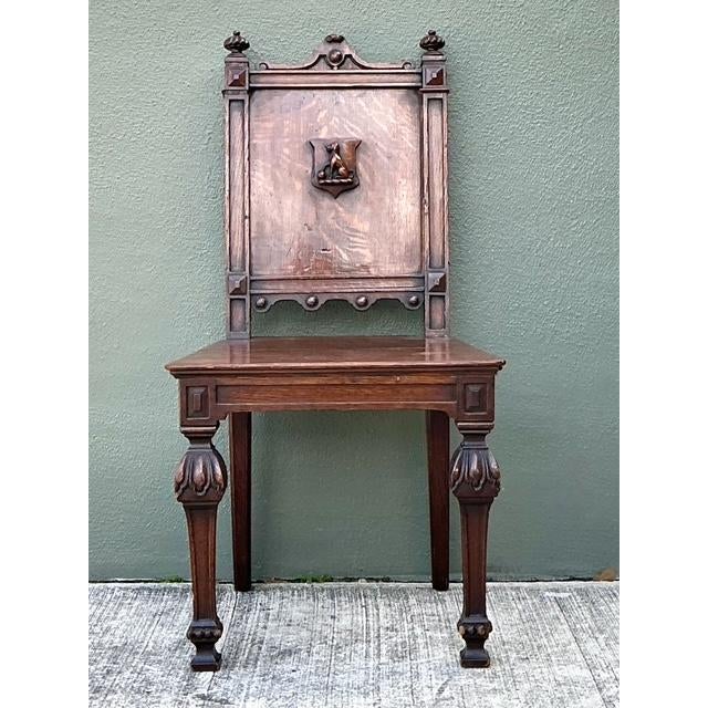 Vintage English Hall Chair With Dog Motif For Sale - Image 4 of 12