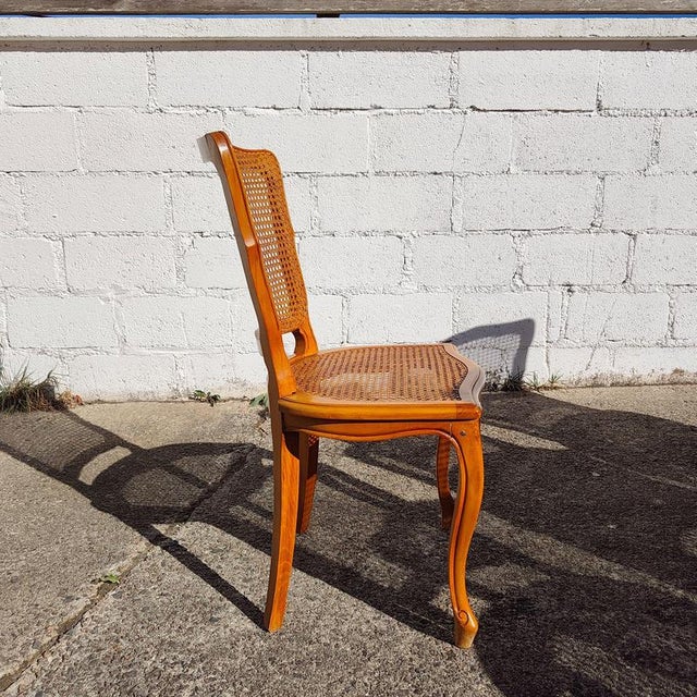 French Provincial Louis XV Style Cane and Cherrywood Dining Chairs, Set of 6 For Sale - Image 17 of 18
