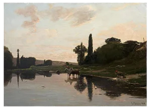 Landscape with Lake - Oil on Canvas by Giuseppe Raggio - 1884 1884