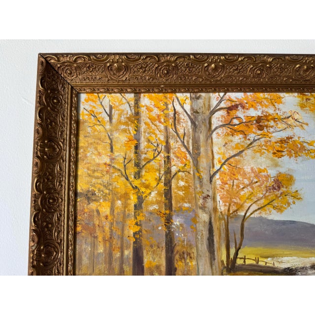 1970s Vintage Impressionist Autumn Landscape Oil Painting on Board by Helen Milford For Sale In Miami - Image 6 of 11