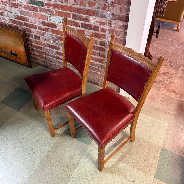 Henning Kjærnulf, Side Chairs, Oak, Leather, Denmark, 1960s For Sale - Image 6 of 7