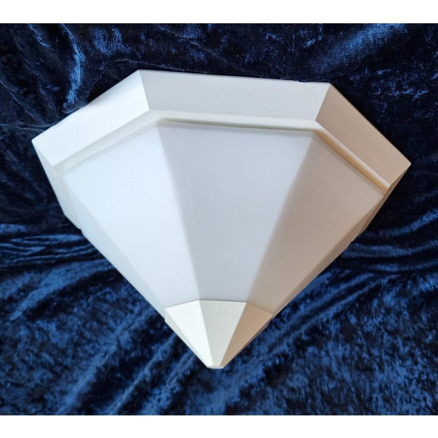 Vintage Flat Ceiling Lamp with White Metal Base and Opaque White Glass Shade from Glashütte Limburg, 1980s, in Very Good...