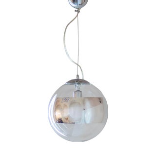 Italian Modern Space Age Glass and Silver Metal Pendant Light from Artemide, 1980s For Sale