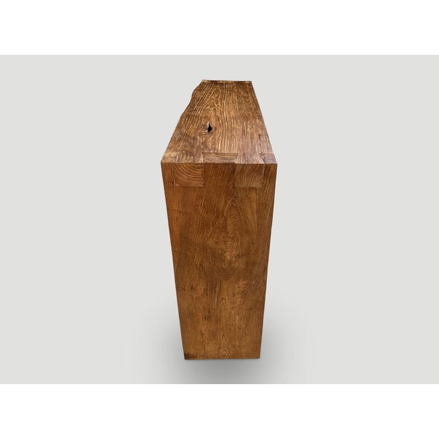 Rustic Andrianna Shamaris Minimalist Reclaimed Teak Wood Console Table For Sale - Image 3 of 6
