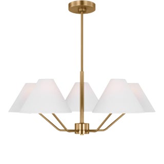 Visual Comfort Studio Burke 5-Light Medium Chandelier in Satin Brass For Sale
