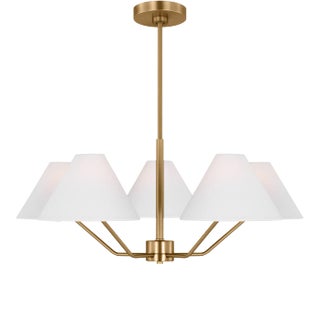 Visual Comfort Studio Burke 5-Light Medium Chandelier in Satin Brass For Sale