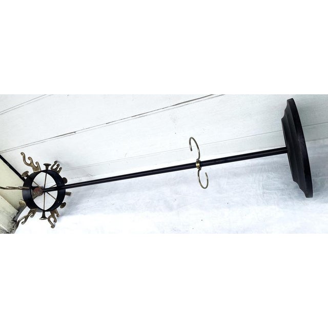 Mid-Century Modern Brass and Black Metal Coat Stand in the style of Jacques Adnet, 1950s For Sale - Image 6 of 18