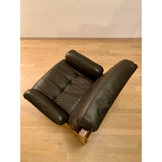 Brutalist Brutalist Leather Armchair in the style of Pierre Chapo, 1970s For Sale - Image 3 of 12