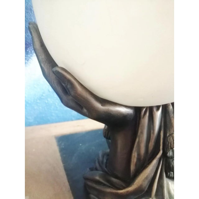 1980s Vintage Art Deco Style French Natural Alabaster Table Lamp For Sale - Image 5 of 18