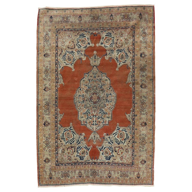 Stunning super quality 19th century one of a kind Persian Tabriz rug. Measures: 4'1'' x 5'10'' Since the middle of the...