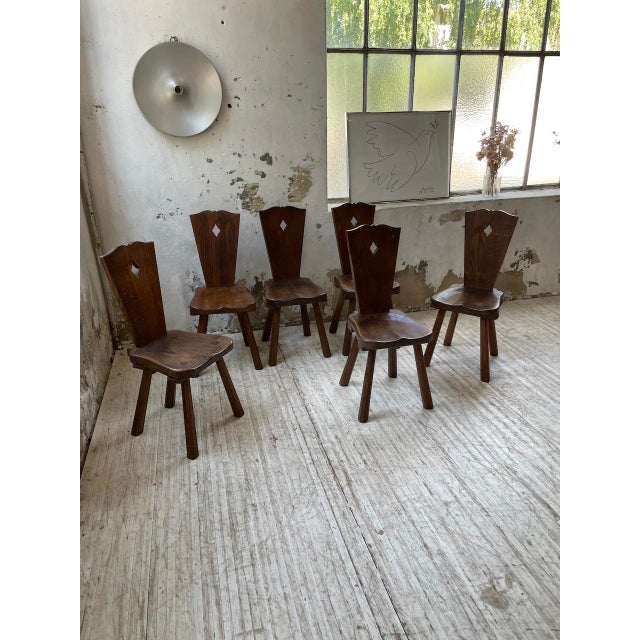 Vintage Oak Folk Art Chairs, 1950s, Set of 6 For Sale - Image 18 of 18