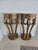 Pair of French Louis 16th Style Giltwood Rouge Marble Top Corner Tables sold as found dating from the 20th c.