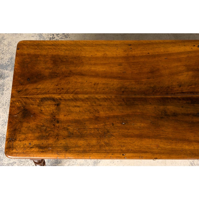 Mid-19th Century French Louis Philippe Walnut Writing Table With Three Drawers For Sale - Image 4 of 18