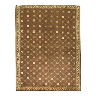 Chocolate Brown Vintage Turkish Rug - 6'9" x 9'2" For Sale