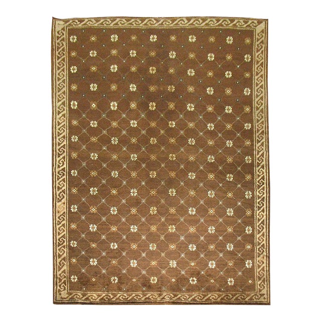 Chocolate Brown Vintage Turkish Rug For Sale