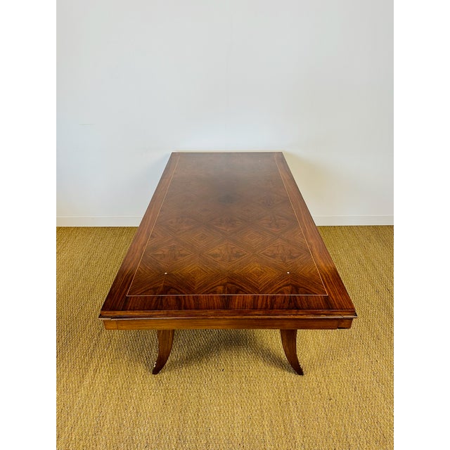 1940s Art Deco Dining Table in Walnut and Diamond Marquetry, 1940s For Sale - Image 5 of 18