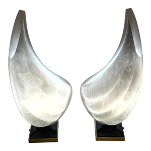 Two-Tone Rougier Clam Shell Acrylic Table Lamps - A Pair