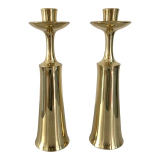 1950s Dansk Danish Brass Candlesticks - a Pair For Sale