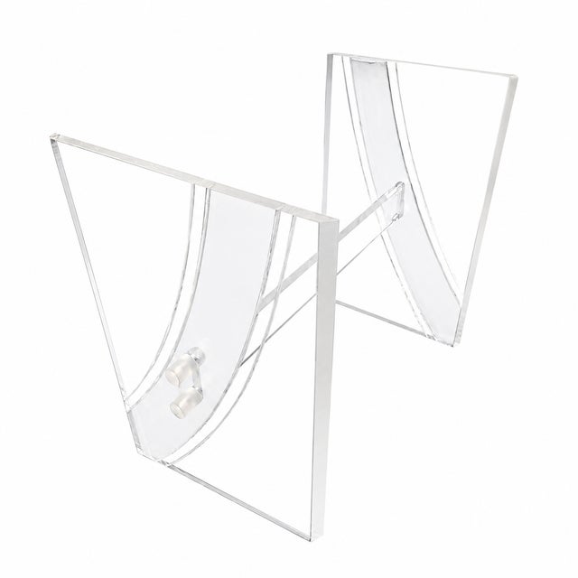 Mid-Century Modern Vintage Mid-Century Modern Frosted Design Lucite Dining Table Base For Sale - Image 3 of 9