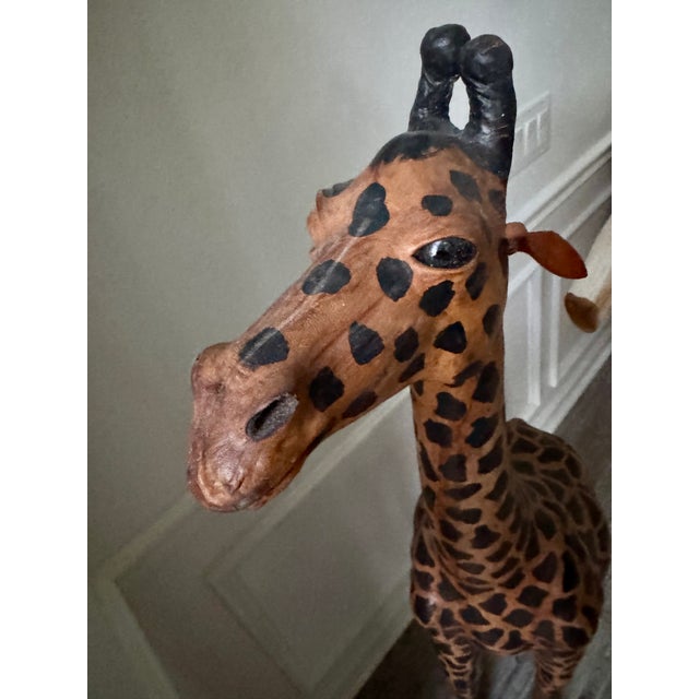 African Late 20th Century Oversized Handcrafted Leather Giraffe Sculpture For Sale - Image 3 of 6