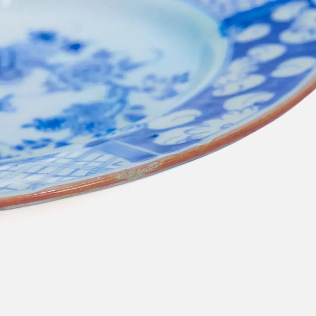 Pair of Antique English or Irish Delft Pottery Chinoiserie Blue Decorated Plates For Sale - Image 10 of 11