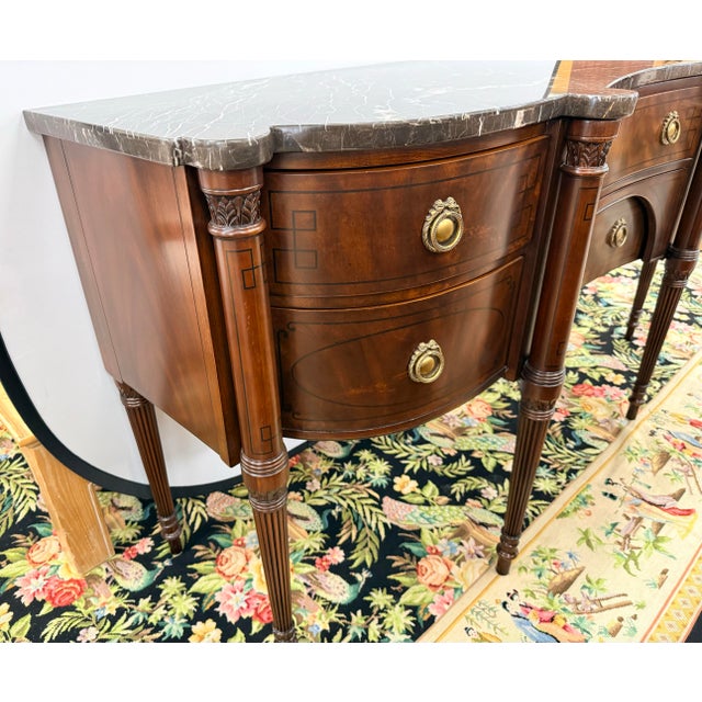 Drexel Drexel Mahogany Marbletop Sideboard Credenza Buffet For Sale - Image 4 of 12