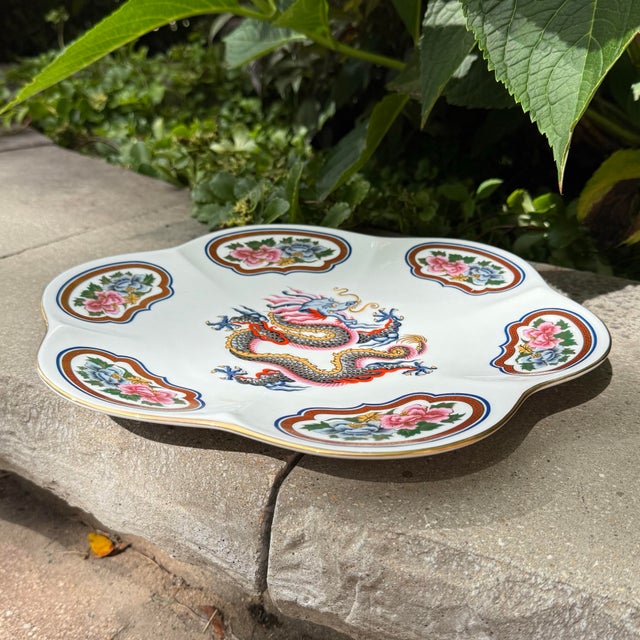 1980s 1980s Chinoiserie Porcelain Dragon Tray - 11” For Sale - Image 5 of 8