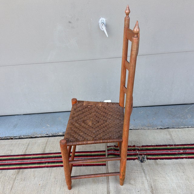 Antique Salmon Painted Ladderback Side Chair, Circa 1820's For Sale - Image 11 of 12