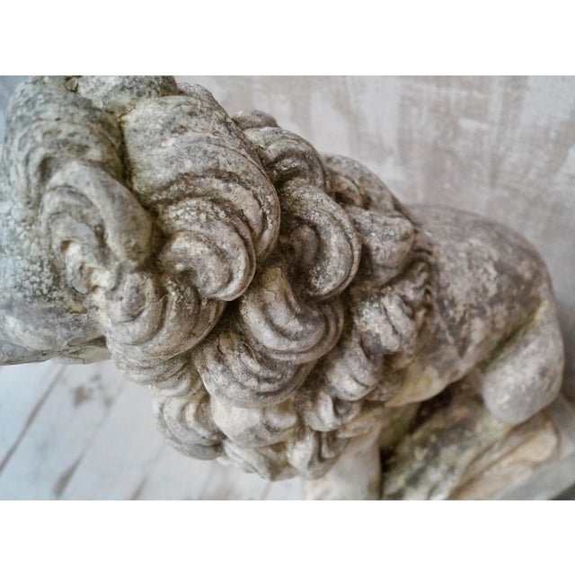 Proud Stone Cast French Sitting Lions, Set of 2 For Sale - Image 13 of 18