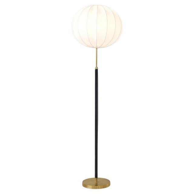 Mid-Century Brass Black Leather Floor Lamp from Falkenbergs Belysning, Sweden, 1960s For Sale - Image 16 of 16