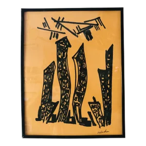 Original Surrealist Cityscape Ink Drawing by Erik Sulander, 11x14, Signed