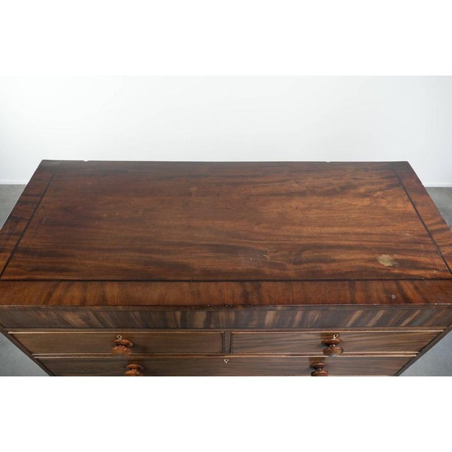 Wood Large Antique English Chest of Drawers/Commode from the Early 19th Century with 5 Drawers and Details For Sale - Image 7 of 13