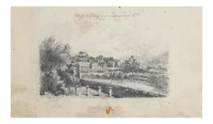 The Cityscape of Ardenza, Livorno, Original Pencil Drawing, 1870