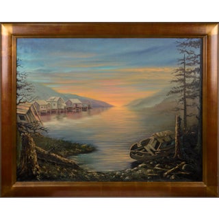 1960s "Sunset on the Inlet" Landscape Oil Painting, Framed For Sale