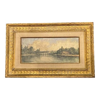 19th Century French Barbizon Landscape "La Seine" by Émile Charles Dameron For Sale