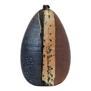 James Berloff Ceramic Vessel – Segmented Glaze Ovoid For Sale
