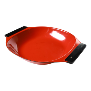 Vintage Cathrineholm Paella Pan – Red Enamel With Black Handles