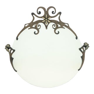 Art Nouveau Style Wrought Iron Circular Mirror For Sale