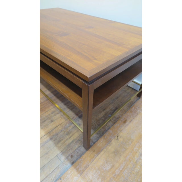 1960s 1960s Dunbar Walnut & Brass Cocktail Table For Sale - Image 5 of 12