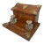 Antique 19th Century English Wood Oak Bronze Inkwell Desk Letter Writing Stand For Sale