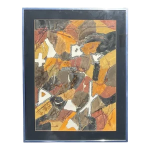 Large Abstract Mixed Media From 70's/Unsigned
