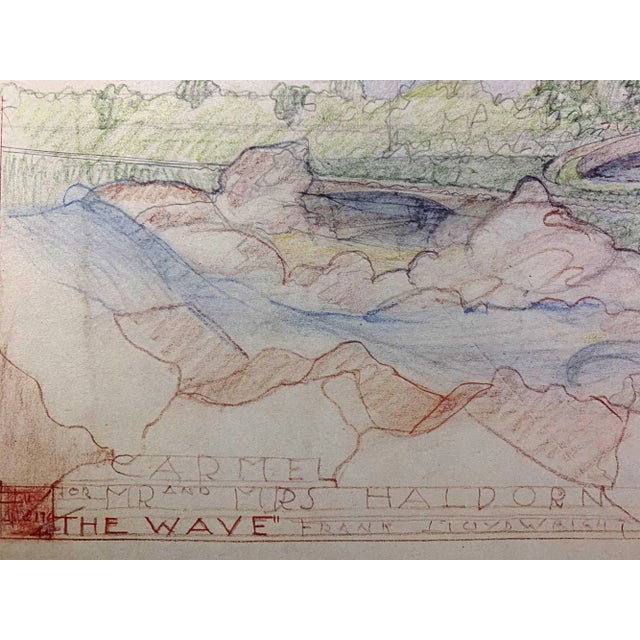 Green Frank Lloyd Wright Lithograph Sign Stuart Haldorn House "The Wave" 1945 W/Frame For Sale - Image 8 of 9