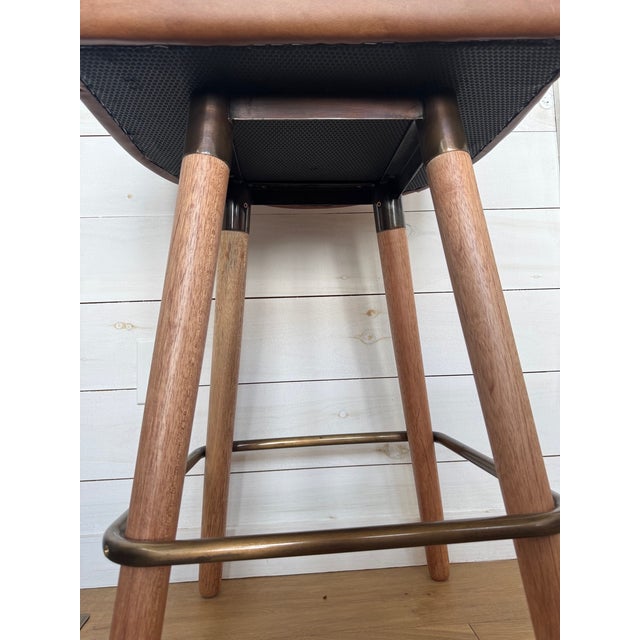 Egg Designs Savannah Bronzed Steel and Leather Barstools by Ngala Trading For Sale - Image 11 of 15