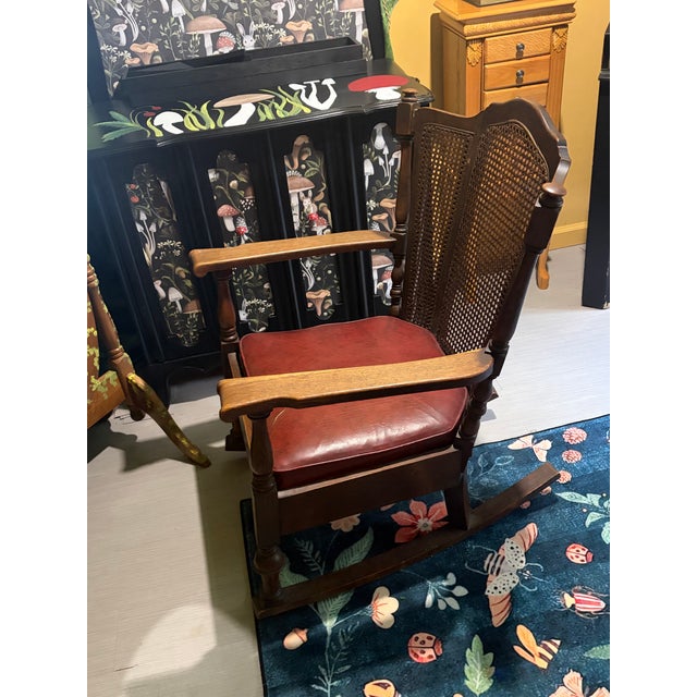 Arts & Crafts Stickley Bros. Co Grand Rapids Mission Oak Cane-Back Rocking Chair For Sale - Image 3 of 11