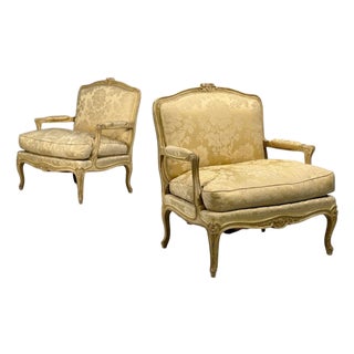 Maison Jansen, Louis XVI Armchairs, Giltwood, Fabric, France, 20th C. For Sale