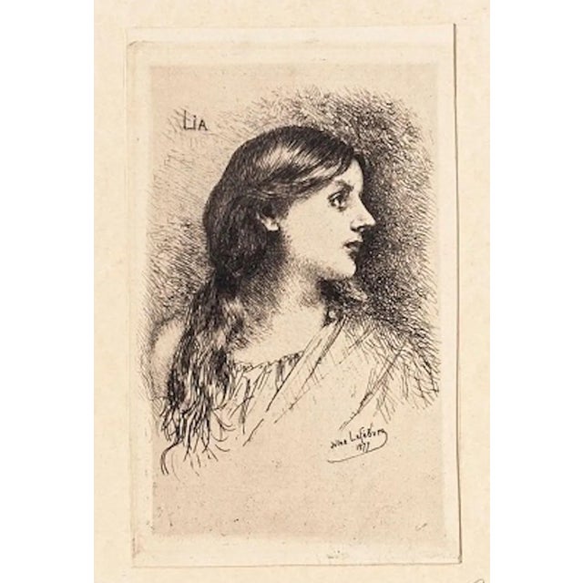 Lia - Original Etching by J. Lefebvre - Late 19th Century Late 19th Century For Sale