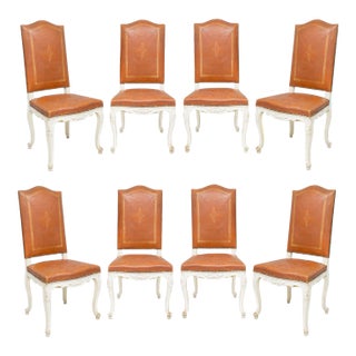 Set of Eight Regence - Style Leather Dining Chairs For Sale