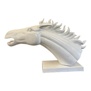 Large White Monochrome Horse Head Sculpture For Sale