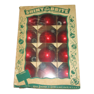 Vintage 1940s Christmas Shinny Brite Red Feather Tree Mercury Glass Balls / Ornaments 2"