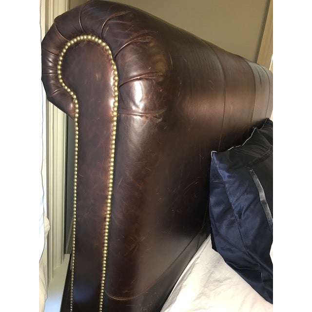 Ralph Lauren Eastern King Leather Sleigh Bed W Nailhead Chairish